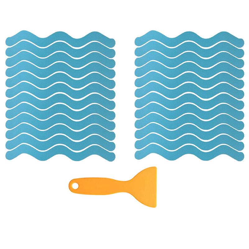 6/12/24Pcs Anti Slip Shower Stickers With Scraper Safety Bathtub Strips Adhesive Decal Waterproof For Bath Tub Shower Stairs