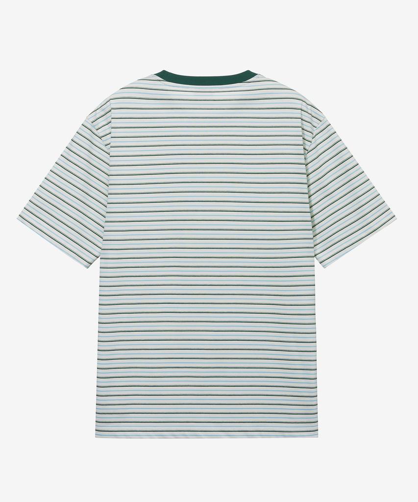 MINDBRIDGE Green Multi-Stripe Semi-Oversized Short-Sleeve T-Shirt