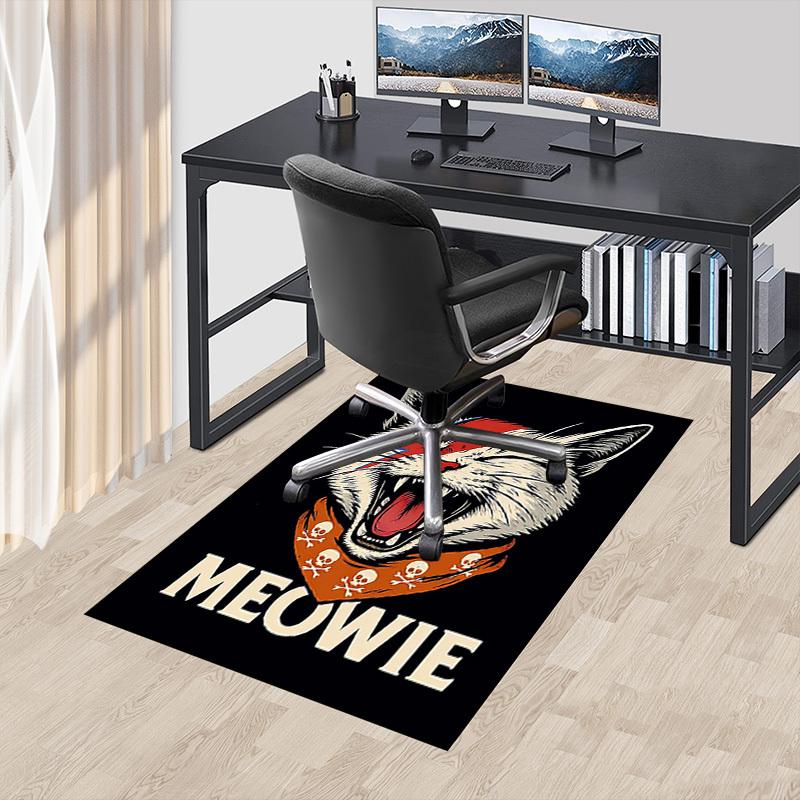 1pc cat meowie Home Office, Durable Polyester Floor Mat with Easy, Office Decor, Urban Style, Nonslip Backing