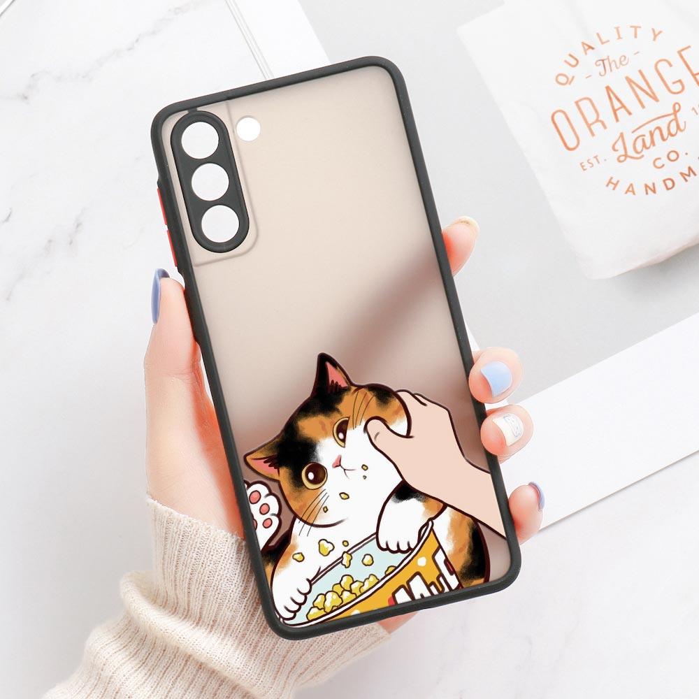 Милый Защитный Чехол с Защипом Лица и Кошкой для S24 Samsung S23 5G Чехол Galaxy S20 FE S21 S22 S24 Ultra S10 S9 Plus Чехол
