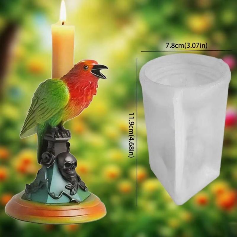 Gothic Standing Crow Skull Rose Candle Holder Candle  Silica Gel Mold,wool Art Craft Tools for DIY Making Candles,candle Holders