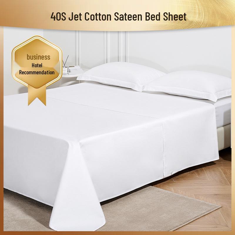 White Hotel-Quality Cotton Sateen Fitted Bed Sheet