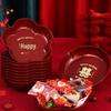 Red Festive Wedding Candy & Dried Fruit Plate for Engagement or Living Room