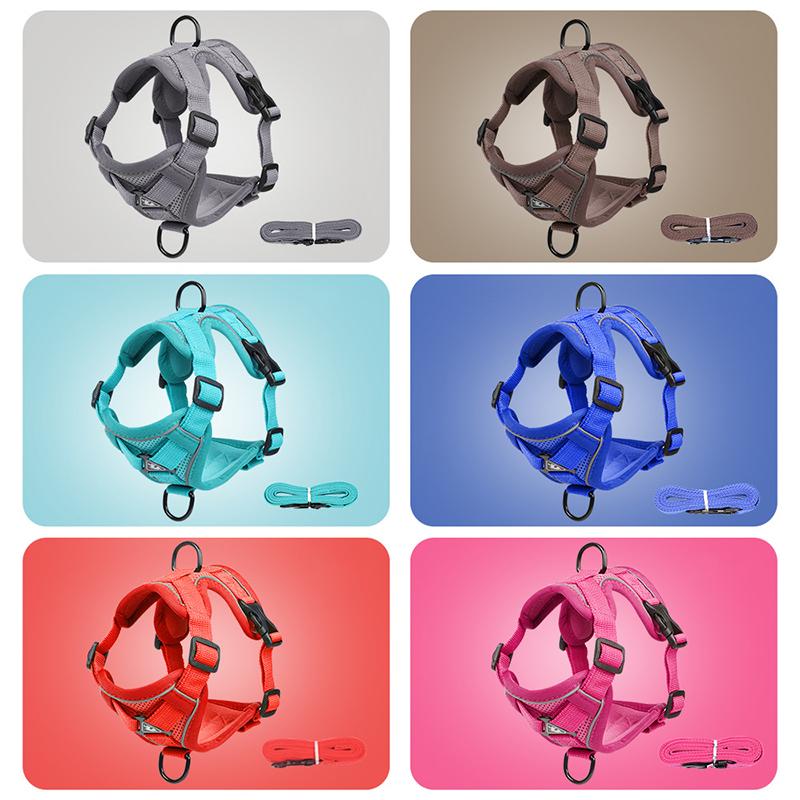 1 комплект поводков для кошек, набор с защитой от побега, дышащий, светоотражающий, регулируемый, для котят и щенков, нагрудный ремень, тяговый трос, товары для животных