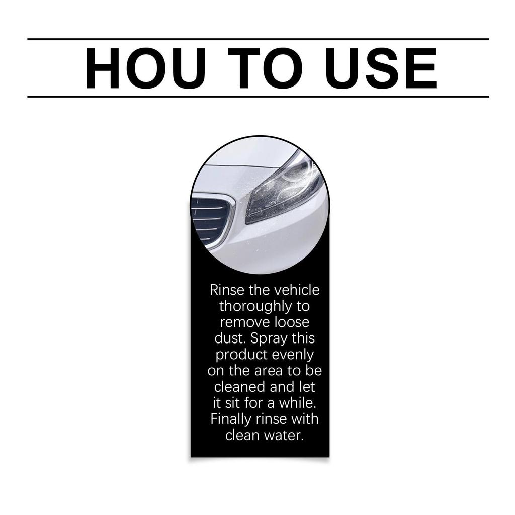 Homonth Car Cleaner No-Rinse Car Wash Liquid, Gentle Stain Removal, Cleaning, Protection, Shine, Daily Maintenance, Suitable for Cars, 120ml