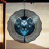3D Hanging Garden Wind Chime Metal Wind Spinner with Ice Blue Phantom Owl Pattern for Outdoor Yard Decoration No Power Required