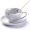 Golden Rim Teacup - Premium Quality Hand-made Bone China Cup and Saucer Set for Specialty Coffee Drinks, Latte, Cafe Mocha, and