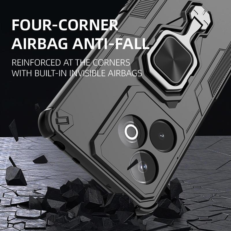 KEYSION Противоударный бронированный чехол для Realme GT 7 7T Силикон+ПК Вертикальная металлическая подставка-кольцо для телефона для OPPO Realme GT 7T 5G
