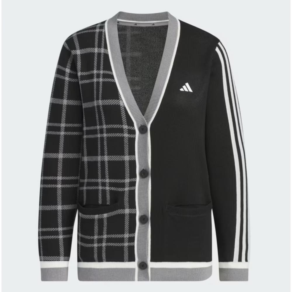 Adidas Golf 24fw Women S SeaSonal Knit Cardigan Pulley faShion 3S Checked Cardigan iS4754 Black