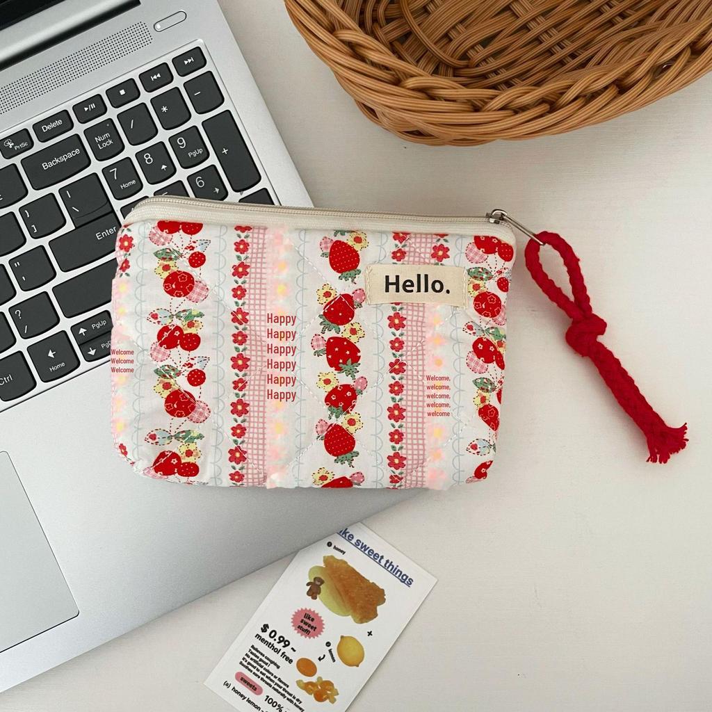 Милый стеганый кошелек для монет: Женская мини-сумка для помады, хранения всякой всячины и держатель для карт 2025