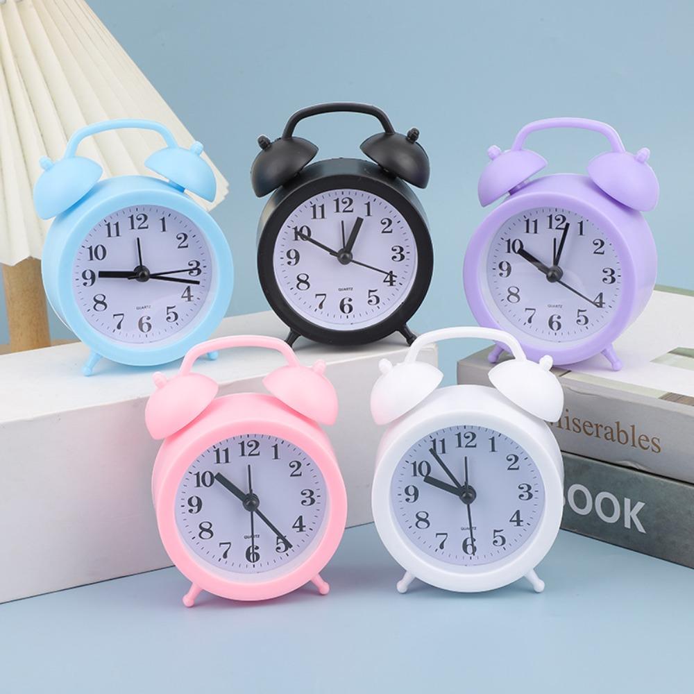 Double Bell Cartoon Alarm Plastic Bedside Clock Creative Small Alarm Clock Student