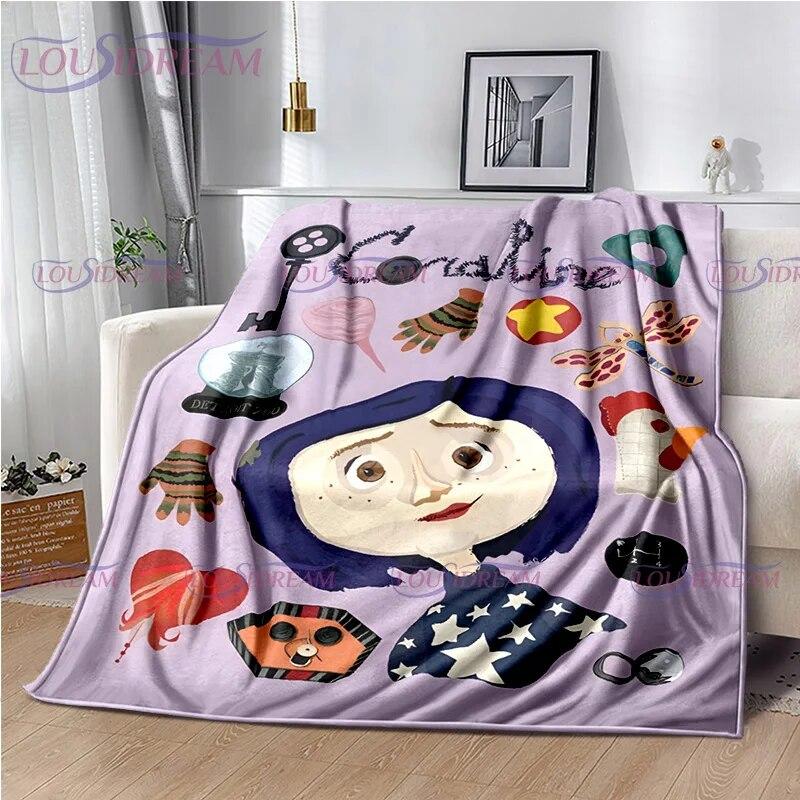 Одеяло в готическом стиле с анимационным принтом коралины, детское одеяло, семейное одеяло для сна, дивана, кровати, теплое одеяло, мягкое покрывало