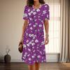 Женская мода изящный цветочный принт принт лето весна короткий рукав О-образный вырез повседневные платья