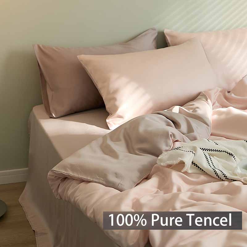 Роскошный комплект постельного белья из лиоцелла Tencel из 4 предметов: мягкая простыня на резинке и пододеяльник и наволочки, дышащее постельное белье для комфорта как в отеле