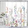 Simple Floral Shower Curtain Water-Proof Wrinkle-free Cosmos Shower Curtain Bathroom Decorative Shower Curtain with Rings