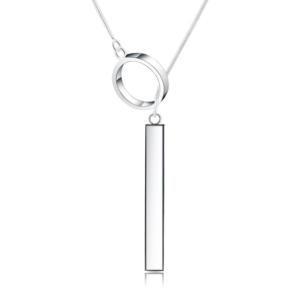 925 Sterling Silver Rectangular Ring Necklace Wedding Charm Jewelry