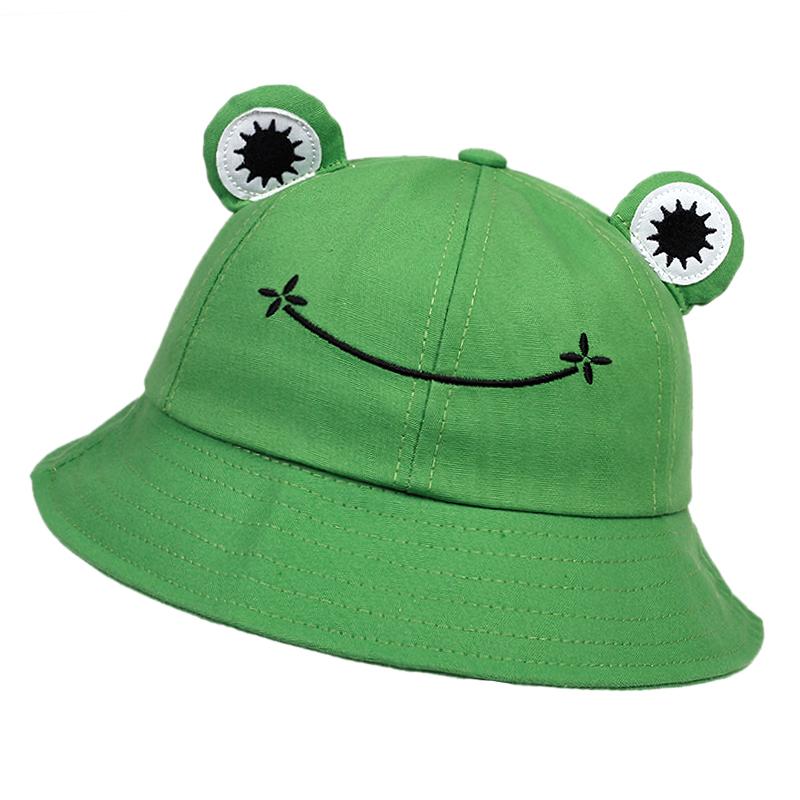 Frog Printing Bucket Hat Casual Hat Women Sun Protection Hat Cotton All-match Sun Hat