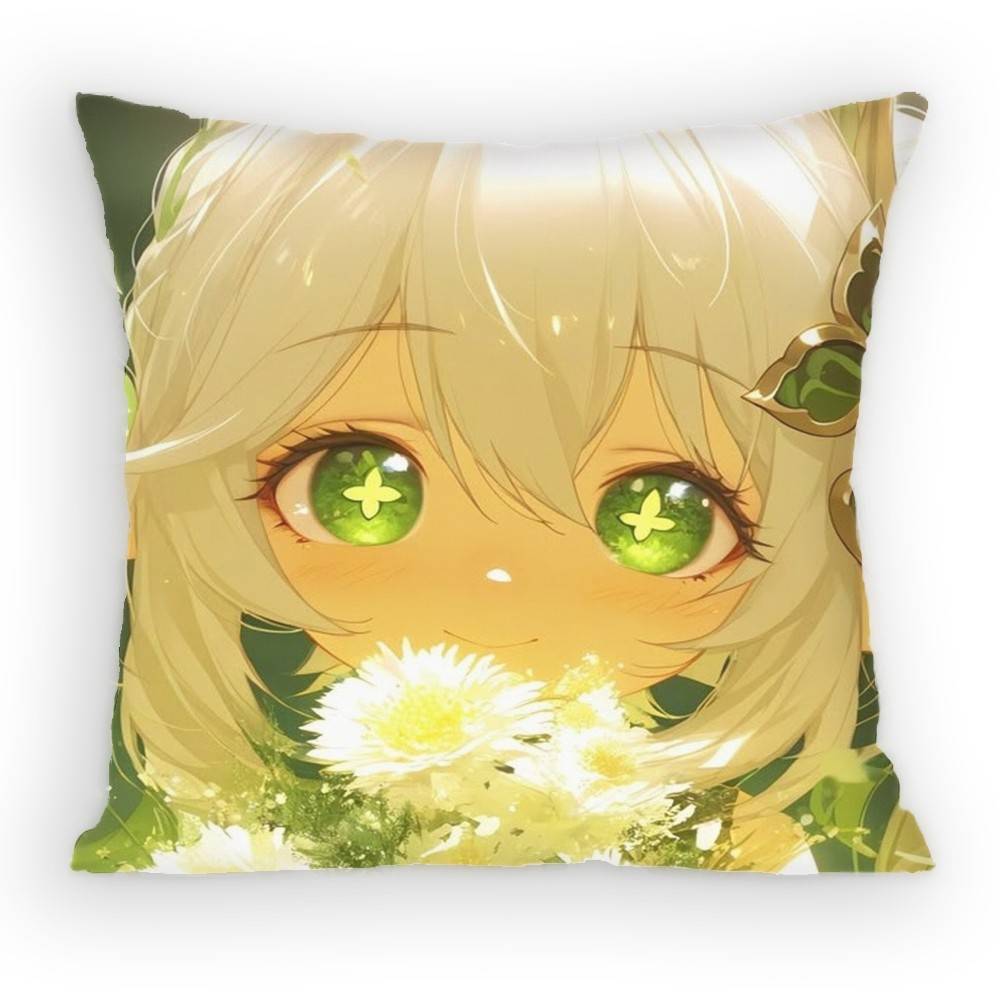 Lesser Lord Kusanali Nahida Pillow Case Antidustmite Pillowcase Invisible zipper silky short plush Sofa cushion cover