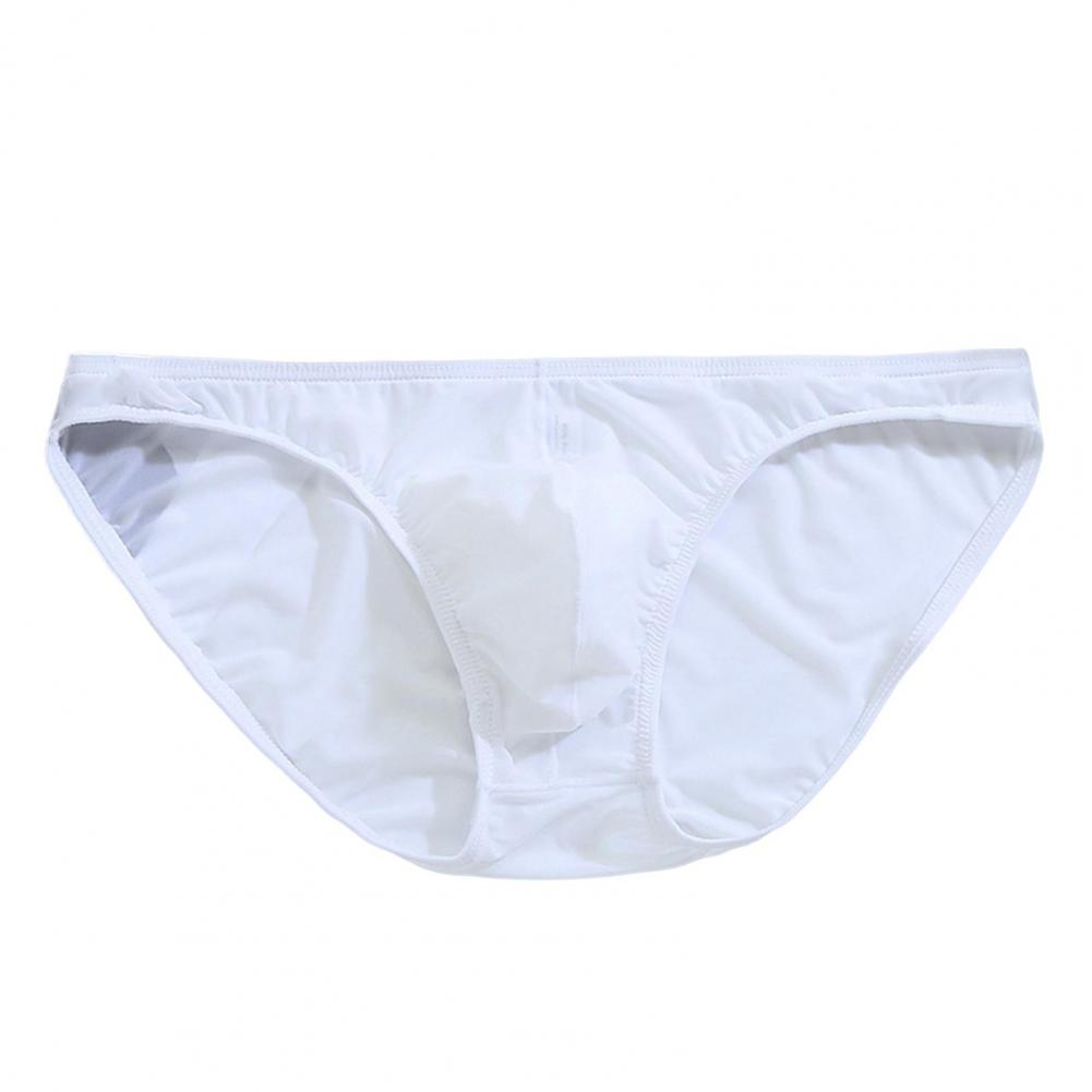 Men Briefs Ice Silk Ultra-Thin Low-Waist Underwear with Independent Bag Solid Color Elastic Breathable Panties
