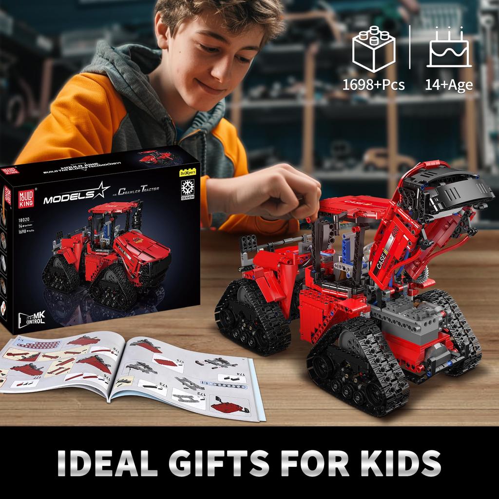 Mold King 18020 Technic Радиоуправляемый квадроцикл 600 Тягач MOC Электрический гусеничный трактор Тяжелая строительная машина (1698+ штук) Технология