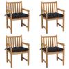 Day and Night - Day and Night Garden Chairs 4 Pcs Solid Teak Wood with Black Cushions