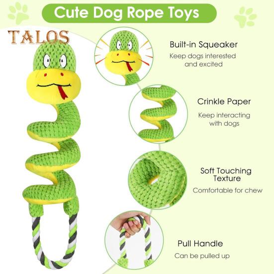 Squeaky Dog Chew Toy with Crinkle Paper Plush Giraffe/Snake Shape Tug of War Toy Interactive Stuffed Animal Pull Toy for Small Medium Large Dogs