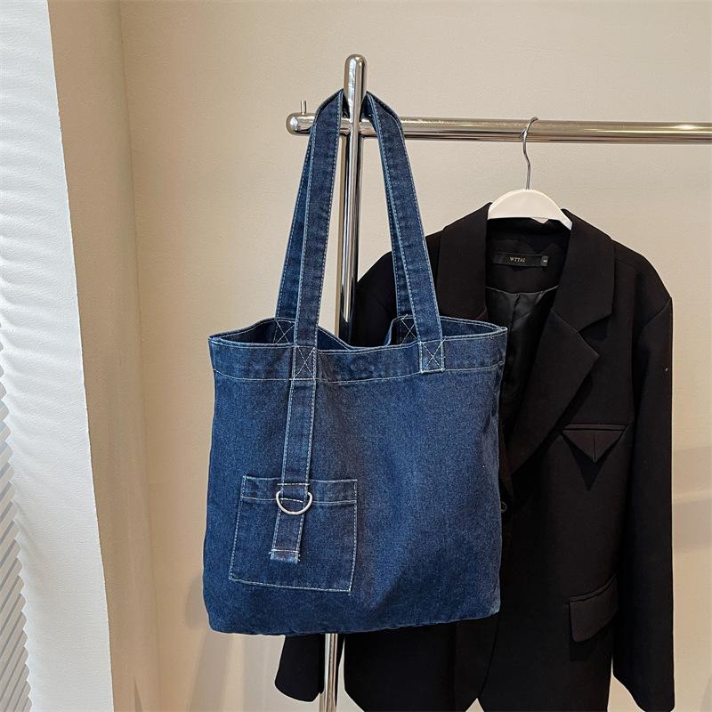 Ретро-сумка из денима, женская сумка через плечо, большая вместимость, портативная сумка для покупок, нишевая литературная японская и корейская повседневная универсальная сумка-тоут
