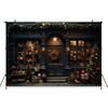 Mocsicka Black Christmas Store Backgrounds Photography Children Adult Birthday Party Backdrops Bear Gifts Xmas Tree Decor Banner
