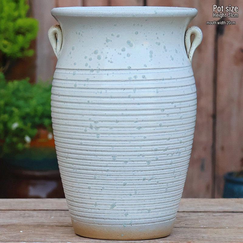 Большой Ручной Глиняный Керамический Цветочный Горшок – Дышащий Высокий Горшок для Суккулентов, Бугенвиллии, Стрелиции, Горшок из Фиолетовой Глины