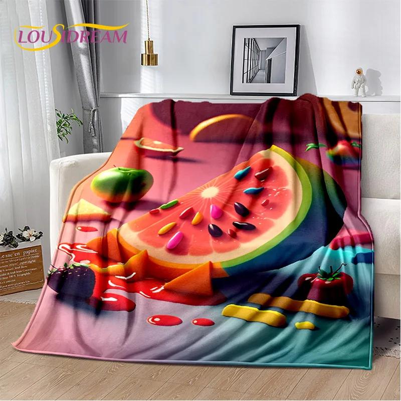 Cartoon Cute Fruit 3D Printing Blanket,Soft Throw Blanket for Home Bedroom Bed Sofa Picnic Travel Office Rest Cover Blanket Kids
