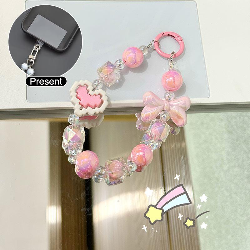 Бабочка бант сердце бусины телефон цепочка кулон для iPhone для Samsung Huawei Xiaomi телефон ремешок веревка сумка украшение