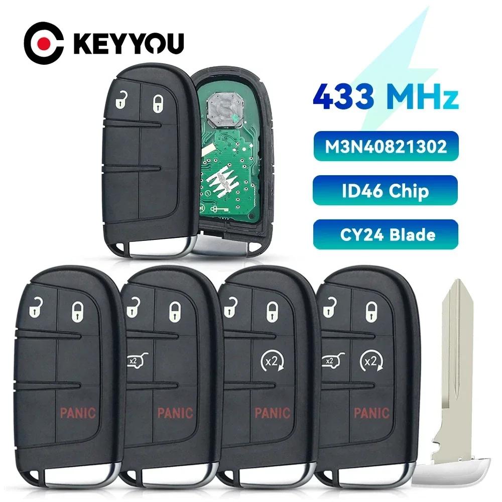 KEYYOU 1PCS Smart Remote Key 433Mhz ID46 Chip Keyless For Jeep Renegade Compass C-CUV Trailhawk SIP22 M3N-40821302 M3N40821302