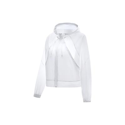 Li Ning Plain Woven Warm Loose Hooded Long Sleeve Jacket Women Upperwear White AFDT304-4