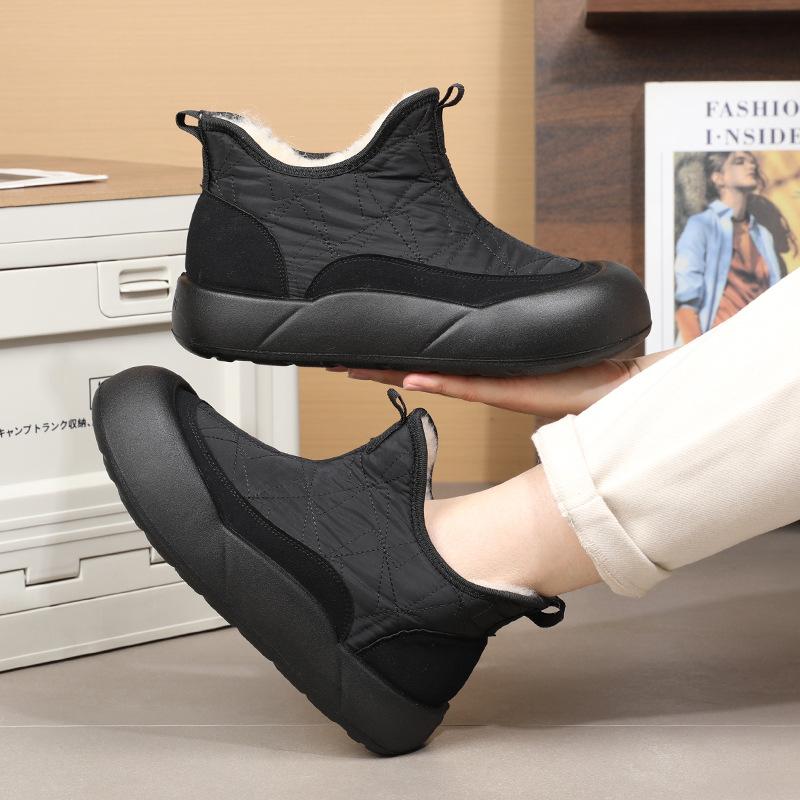 Модные хлопковые туфли на платформе 2025 зима новые утолщенные шерстяные зимние сапоги повседневные универсальные нескользящие водонепроницаемые хлопковые сапоги