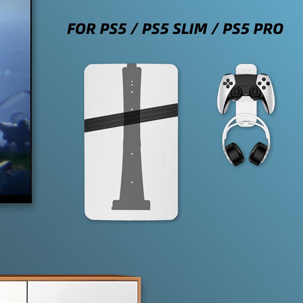 Настенное крепление, предназначенное для всех моделей PS5, с крючком для подвешивания контроллера и гарнитуры для консолей PlayStation 5 Series с дисководом/цифровых консолей