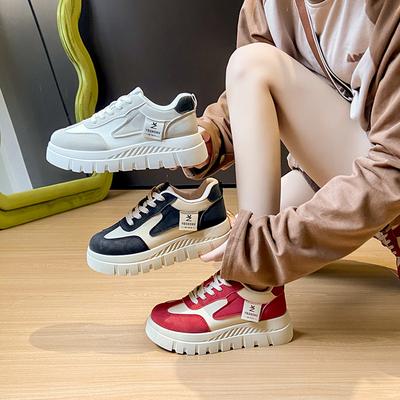 Кроссовки на толстой платформе для женщин, повседневная нескользящая обувь для ходьбы, удобные теннисные кроссовки из искусственной кожи, женские легкие спортивные туфли на шнуровке