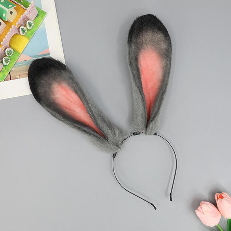 Police Officer Rabbit Ear Headband Decoration Party Comic-Con Dress Up Rabbit Ear Headgear Plush Rabbit Simulation Beast Ear Hair Accessories