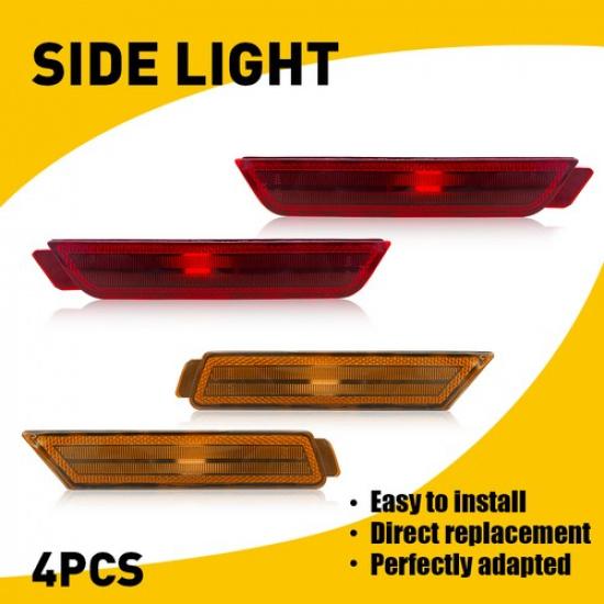 Smoked Clear / Side Lens Marker White/Amber/Red Light Fit Chevy 2010-2015 Camaro