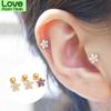 1pcs Stainless Steel Fashion Flowers Zirconia Cartilage Cz Earring For Women Crown Helix Ear Studs Piercing Jewelry