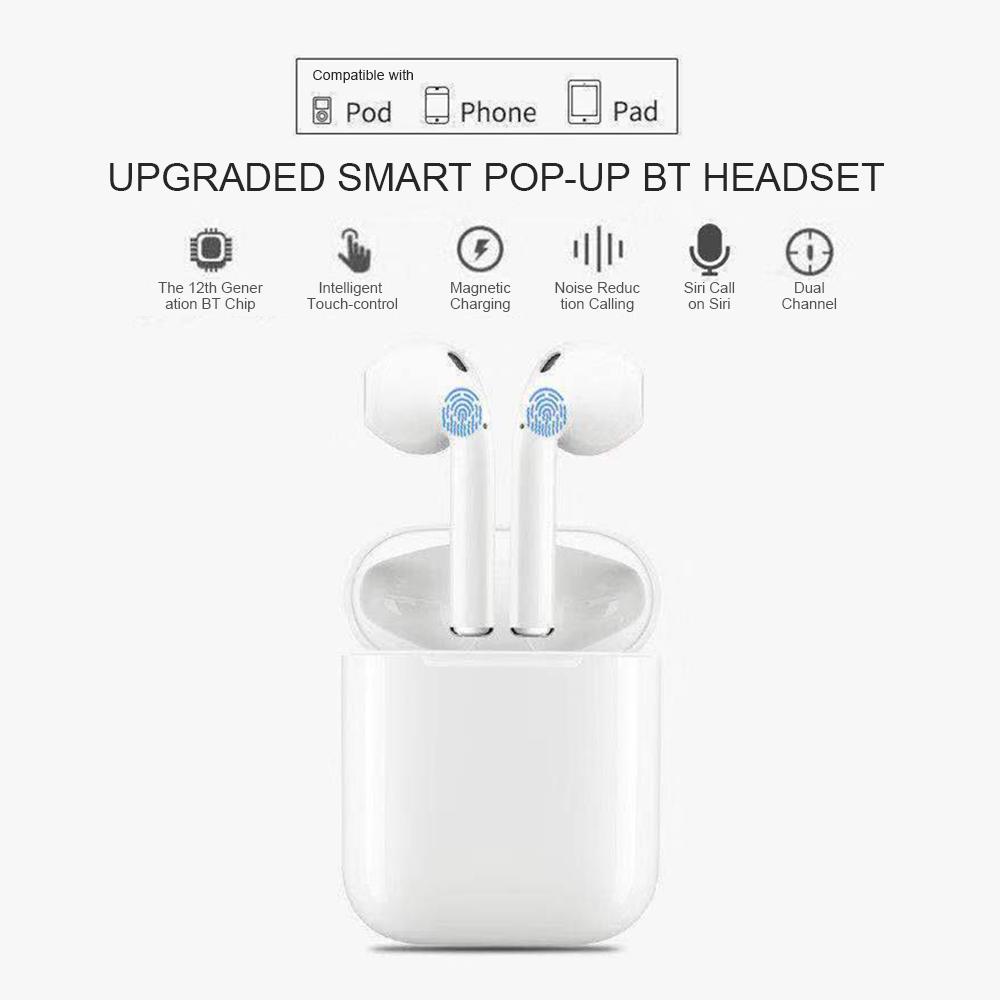 Беспроводные наушники I12 True Wireless, Беспроводные BT наушники, BT 5.0, Умная гарнитура, Портативная спортивная беспроводная гарнитура с 300 мАч