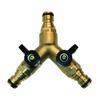 Brass Hose Connector, Y Distributor with Valve