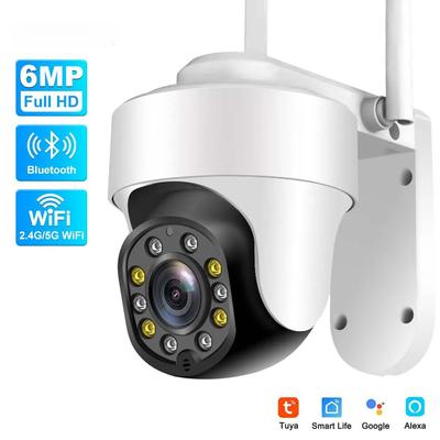 6MP Tuya WiFi наружная охранная система автоматическое отслеживание PTZ IP-камера умный дом CCTV Wifi камера видеонаблюдения Alexa Google