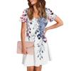 Женское повседневное и модное платье средней длины с V-образным вырезом и коротким рукавом с принтом