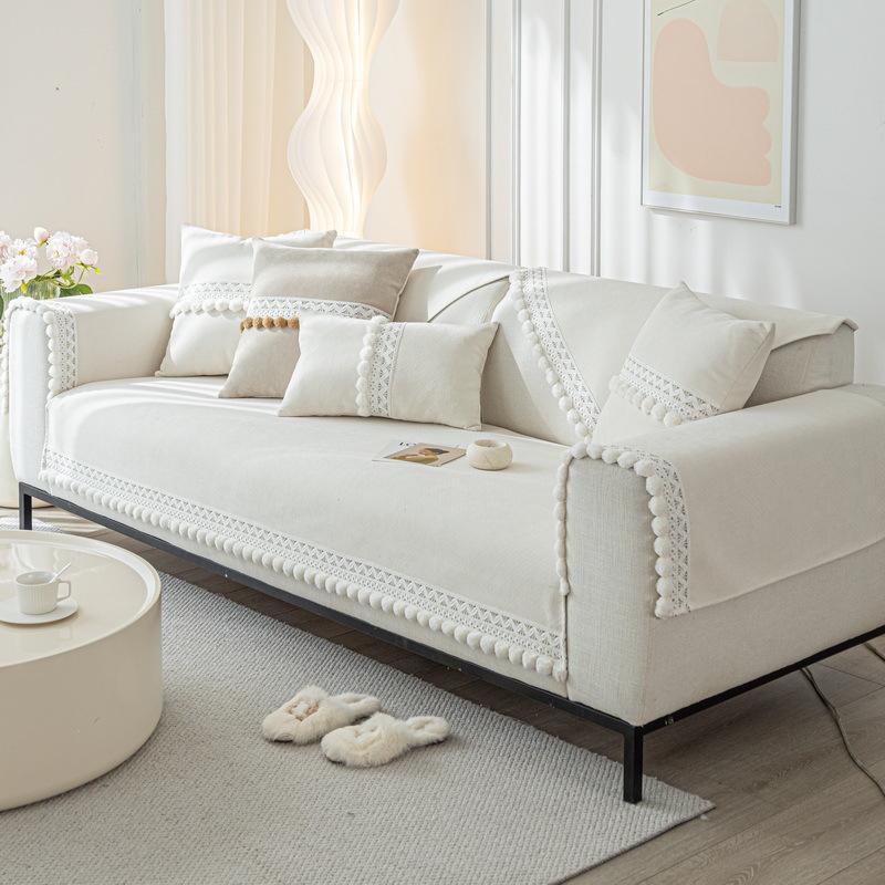 Универсальная диванная подушка для всех сезонов, чехол для диванной подушки из мехового шарика из шенилла, ткань для чехла Fresh and Simple, современный простой противоскользящий коврик