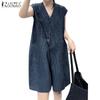 Women Casual Short Sleeve Grid Print Wide Leg Jumpsuits