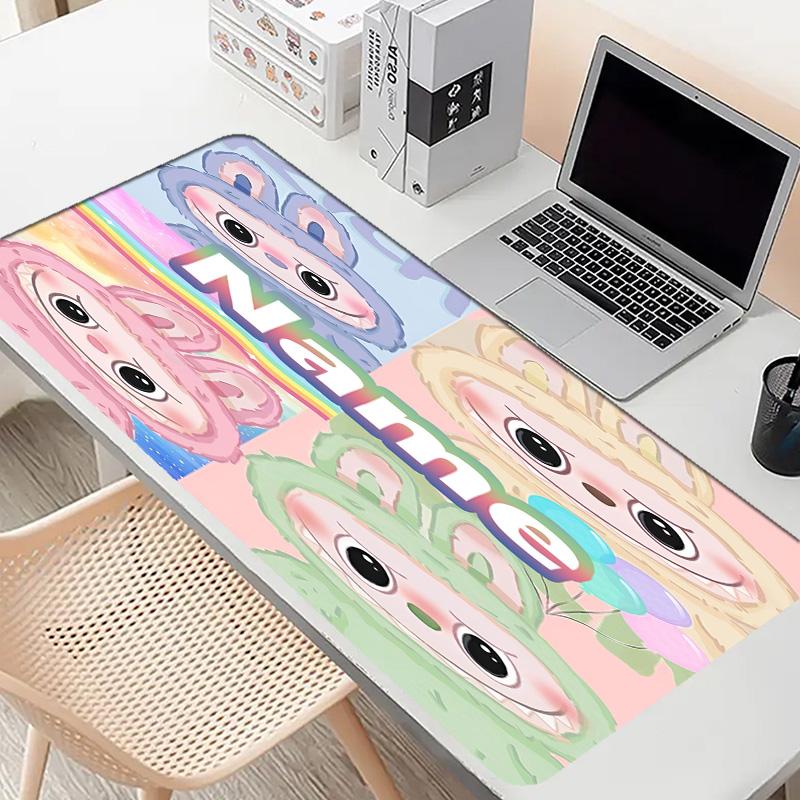 Custom Name Personalized Labubu Pattern Mousepad, Laptop PC Desk Mat, Decorative Desk Mat for Home Keyboard Pad Gift