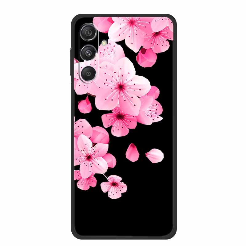 Чехол для Samsung Galaxy M36 A17 5G Цветок Черный Силикон Мягкая Задняя Крышка Для Samsung Galaxy S25 FE Plus Чехол для Телефона Coque Мультяшный