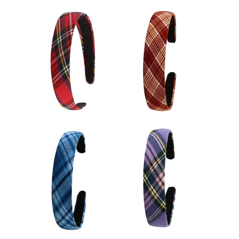 Клетчатая широкая повязка на голову, регулируемый аксессуар для укладки волос для женщин, девушек, удобный для повседневного использования, универсальный головной убор