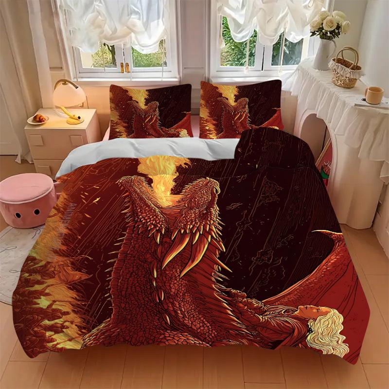 Dragon Battle Bedding 3 Piece Set Hd Print Duvet Cover Pillowcases For Teens Adult Bedroom Decoration Christmas Gift C9211431