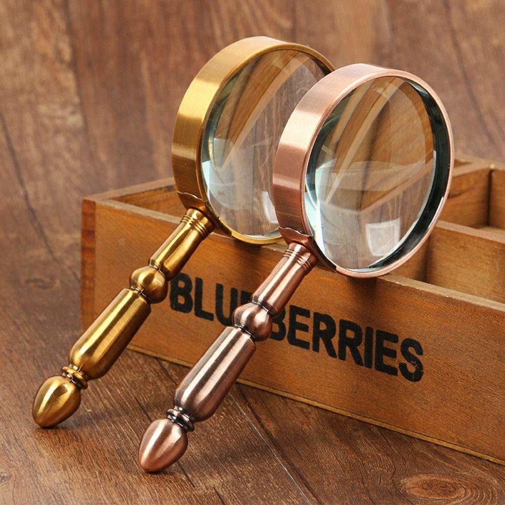 Retro 20x Handheld Metal Magnifier Portable High Magnification Loupe Reading Book